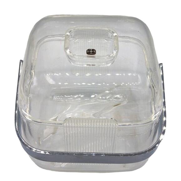 Retro 80's Lucite Cube Ice Bucket Pozzi Guzzini Amanda with Original Tongs - Picture 1 of 10